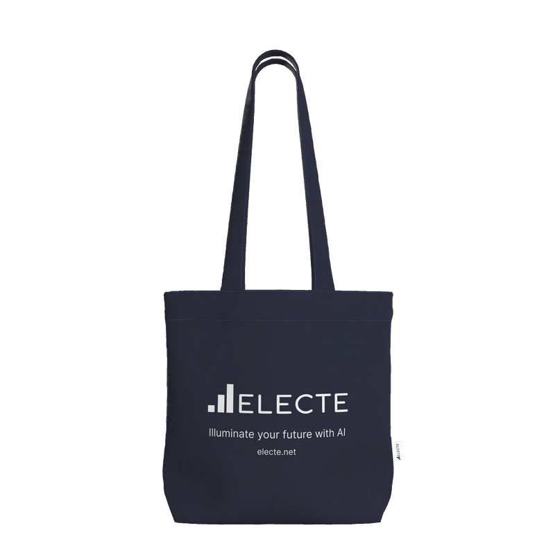 Navy ELECTE classic cotton tote bag with bar-chart logo